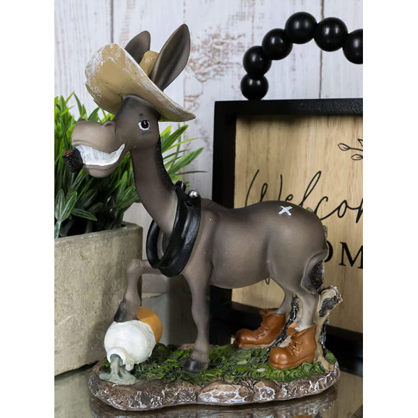 Union Rustic Whimsical Drunken Donkey Wearing A Farmer's Hat